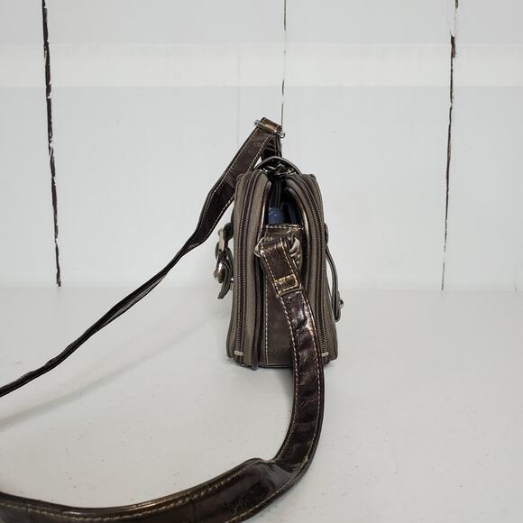 Marc Chantal Faux Snakeskin Embossed Patent Leather Organizer Crossbody Bag - Picture 2 of 14